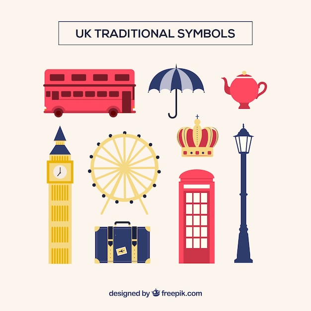 Símbolos Tradicionales Del Reino Unido Vector Gratis 3561