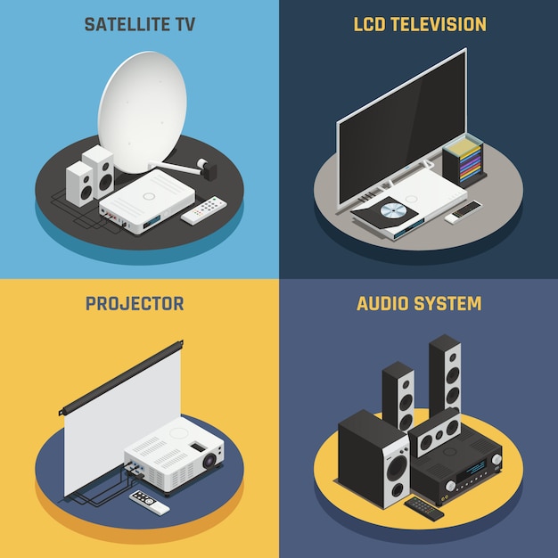 Sistema de cine en casa 2x2 vector gratuito