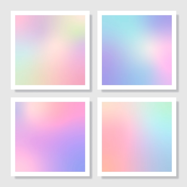 Sistema colorido del diseño del fondo del gradiente holográfico vector gratuito