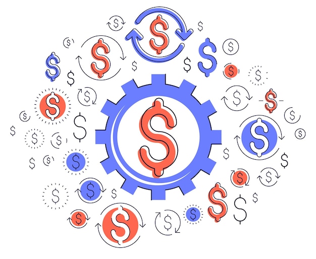 Sistema De Economía Y Concepto De Negocio Mecanismo De Engranajes Con