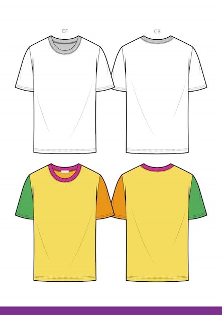 Sobre Plantilla De Dibujo Técnico Plano De Moda Camiseta De Moda Vector Premium 8298