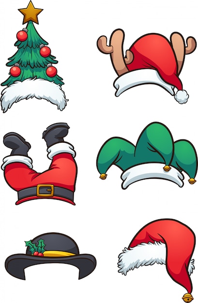 Sombreros de navidad  Vector Premium