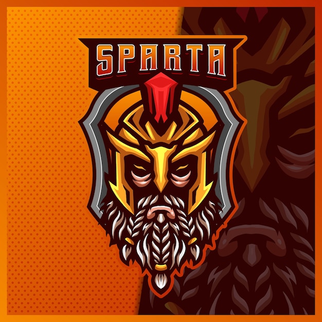 Spartan Gladiator Warrior Mascot Esport Logo Design Ilustraciones