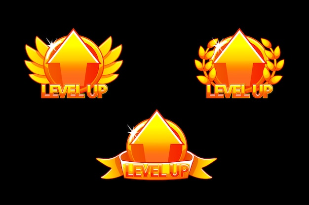 Subir De Nivel Icono Iconos De Juego De Oro Interfaz Grafica De Usuario Gui Para Construir Juegos 2d Juego Casual Se Puede Usar En Juegos Moviles O Web Vector Premium