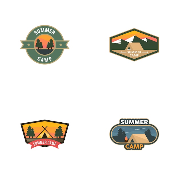 Download Summer camp vintage logo vector template | Vector Premium