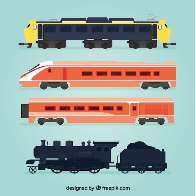 Surtido De Trenes Planos Vector Gratis