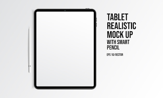 Tablet realista mock up con lápiz inteligente Vector Premium