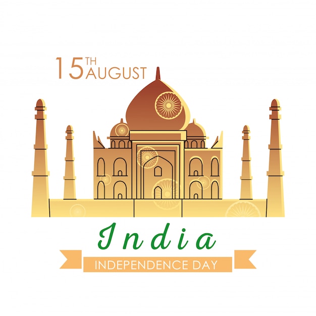 Taj Mahal Del Dia De La Independencia De La India Vector Premium