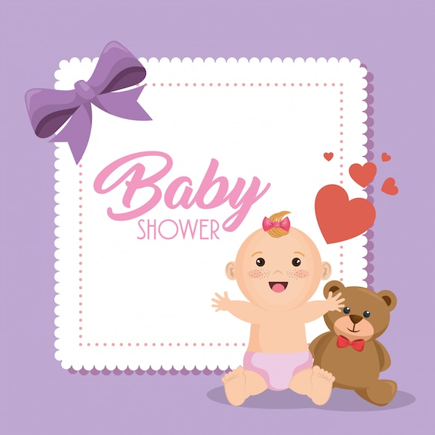 Tarjeta de baby shower con niña | Vector Gratis