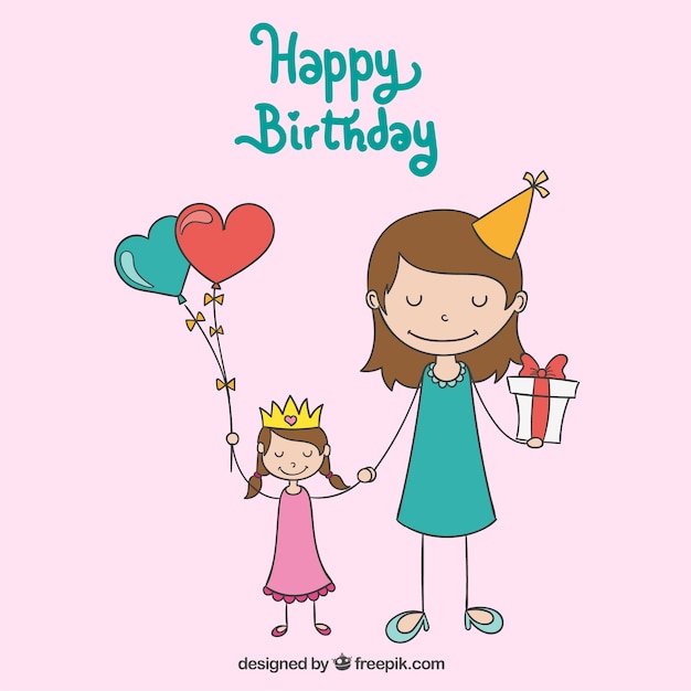 Tarjeta de cumpleaños en estilo infantil | Vector Gratis