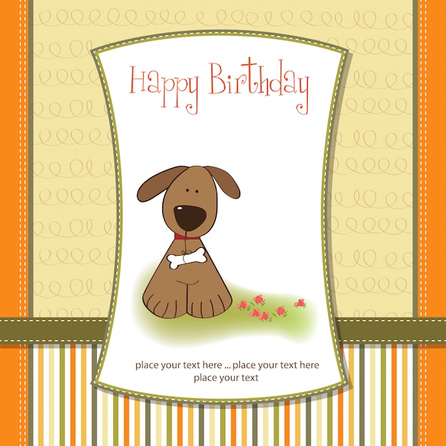 Tarjeta de cumpleaños con perro Vector Premium