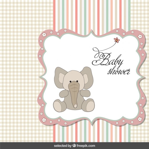 Tarjeta de la bienvenida bebé con el elefante en tonos 