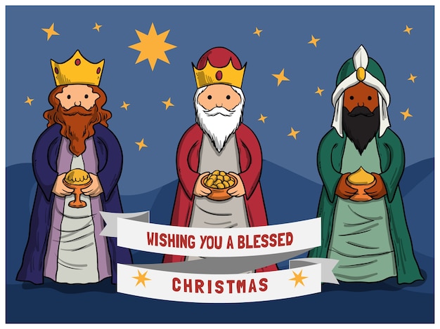 Tarjeta de navidad con los reyes magos | Descargar Vectores gratis