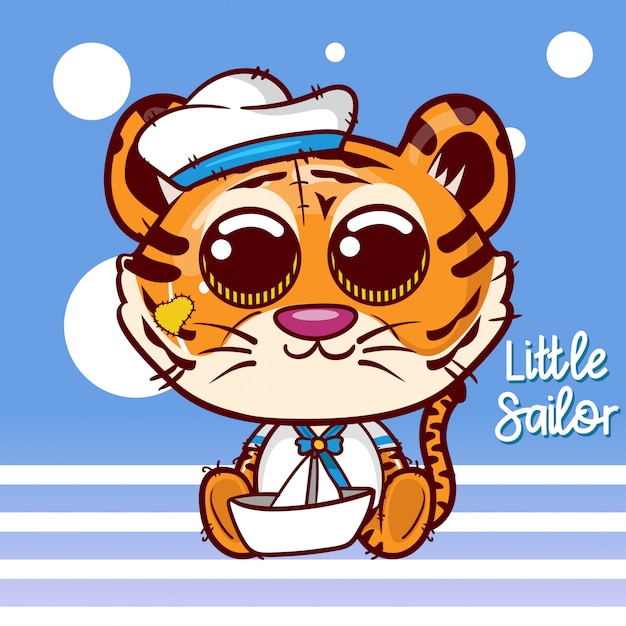 Tarjeta De Felicitacion De Baby Shower Con Lindo Tigre Marinero Vector Vector Premium