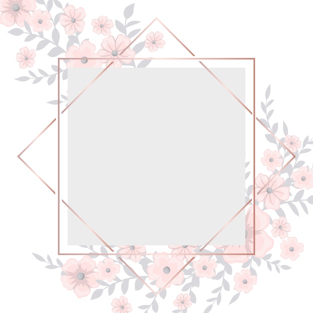 Tarjeta de felicitación con marco de flores de color rosa claro vector gratuito