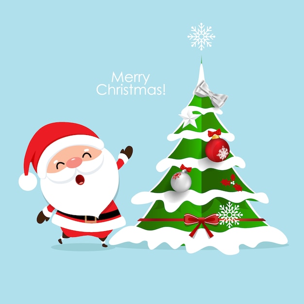 Tarjeta de felicitación navideña con navidad santa claus | Vector Premium