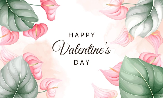 Tarjeta de felicitación de san valentín con hermosas flores. | Vector