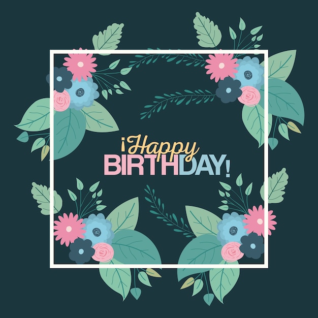 Tarjeta de feliz cumpleaños floral | Vector Premium