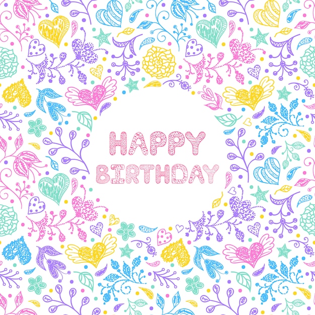 Tarjeta de feliz cumpleaños floral | Vector Premium