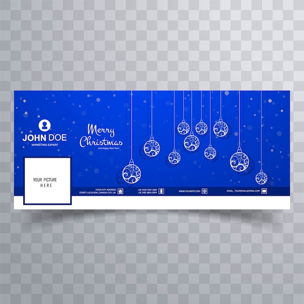 Tarjeta de feliz navidad con plantilla de banner de portada de facebook Vector Premium