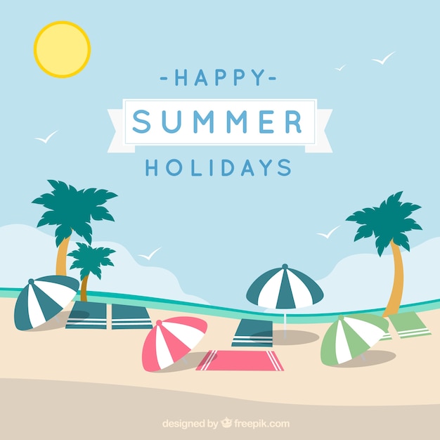 Tarjeta de feliz vacaciones de verano | Vector Gratis