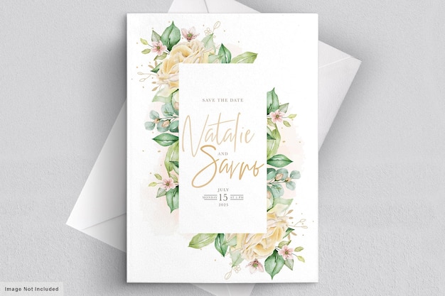 Tarjeta De Invitaci N De Boda Floral Acuarela Vector Premium