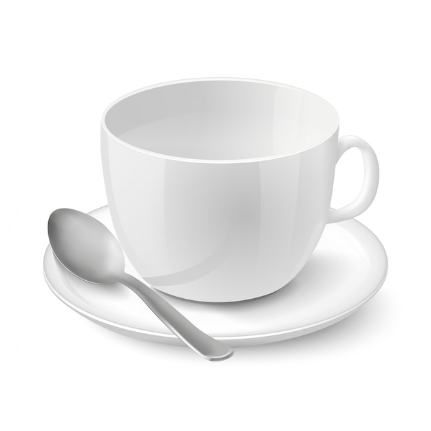 Taza Blanca Vacía Realista Vector Premium 8785