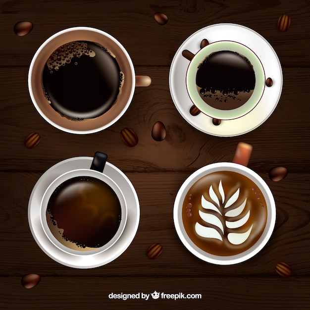 Taza de café realista con vista superior Vector Gratis