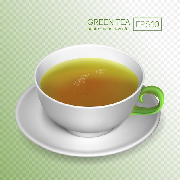 Una taza de té verde aislada sobre fondo transparente Vector Premium