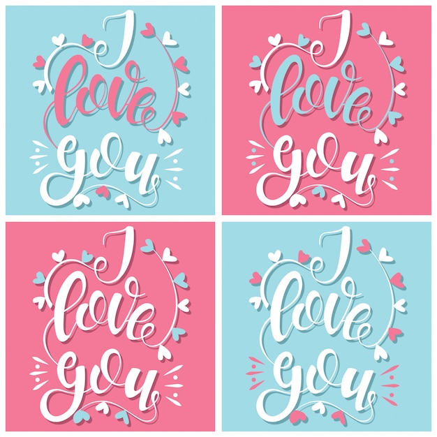 Download Te amo conjunto de letras | Vector Premium