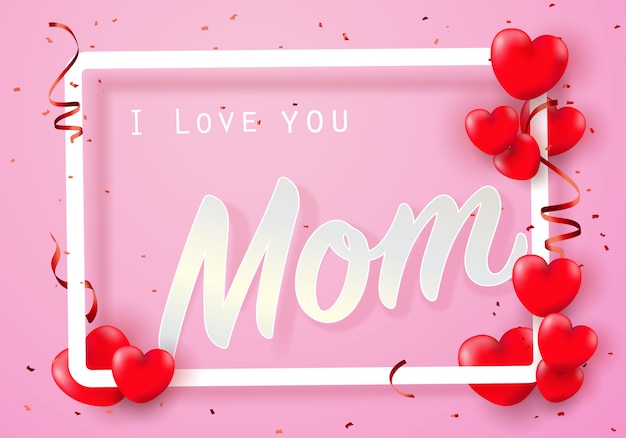 Download Te amo mamá con corazón | Vector Premium