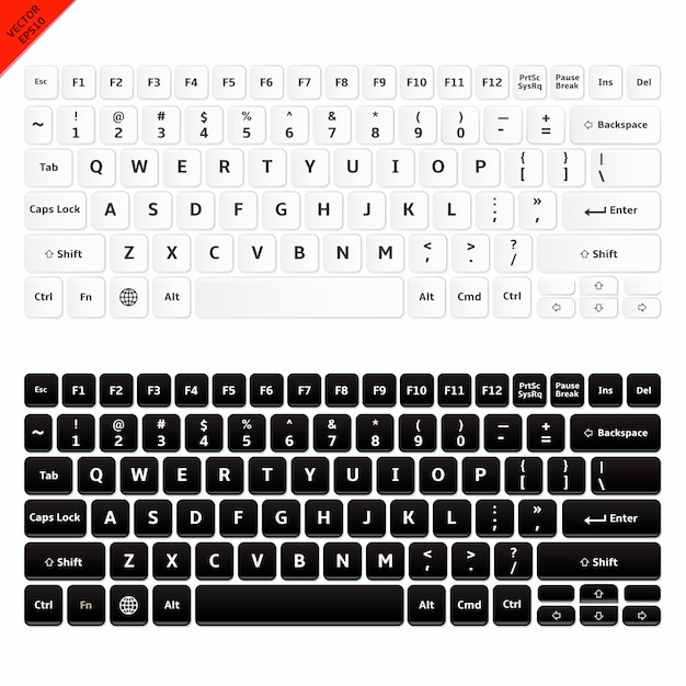 Teclados De Computadora Portátil En Blanco Y Negro Vector Premium 4366