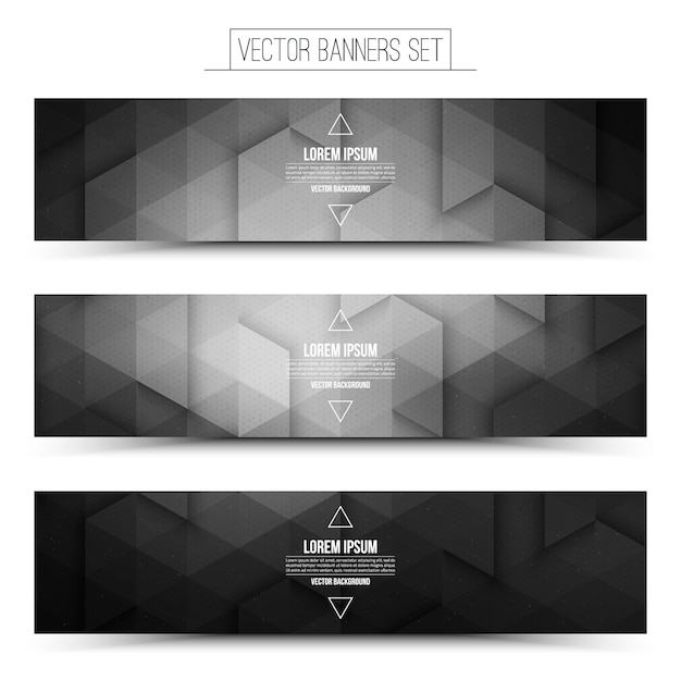 Download Tecnología 3d vector gris web banners set | Vector Premium