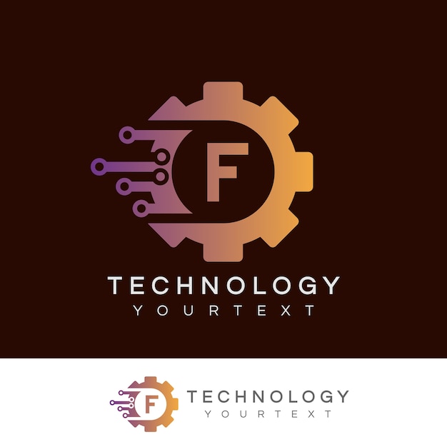 Tecnologia Inicial Letra F Diseno De Logotipo Vector Premium