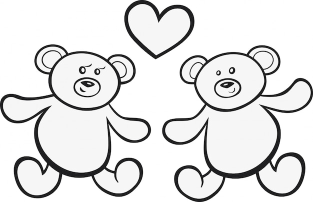 Teddy bears en amor para colorear libro | Descargar Vectores Premium