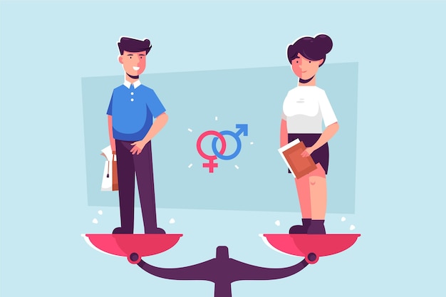 Tema ilustrado de igualdad de género | Vector Gratis