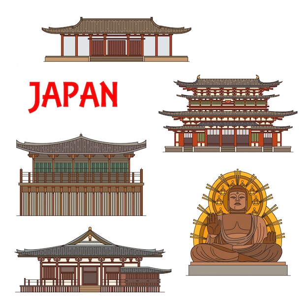 Templos Japoneses Santuarios Pagodas En Nara Japón Vector Premium 8356