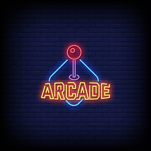 Texto De Estilo De Letreros De Ne N De Arcade Vector Premium