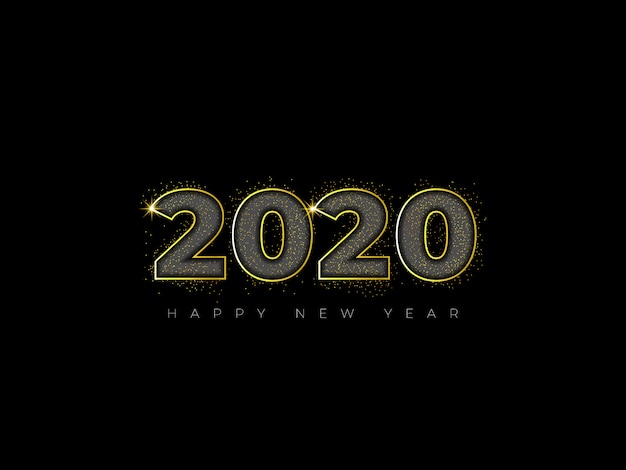 Textura De Brillo Dorado En Un Negro Feliz Año Nuevo 2020 Vector Premium 6420
