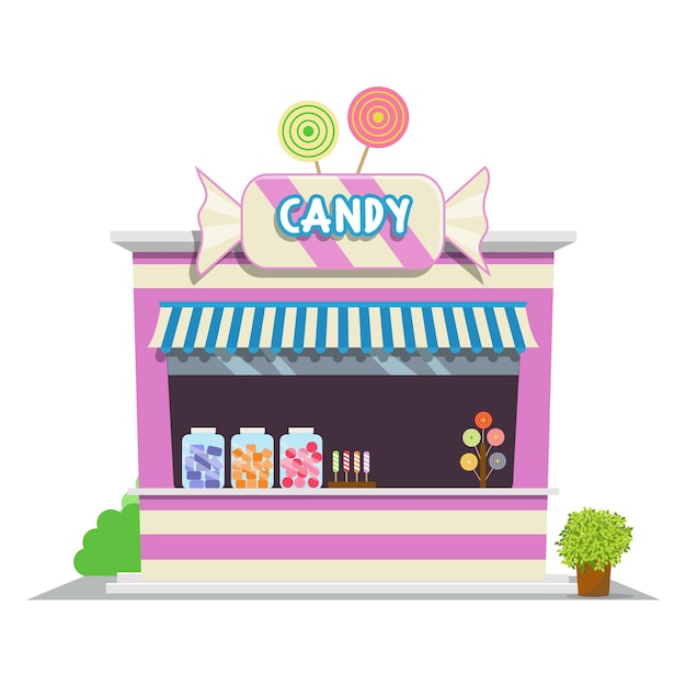 Tienda De Dulces Icono De La Tienda En El Dise O De Estilo Plano