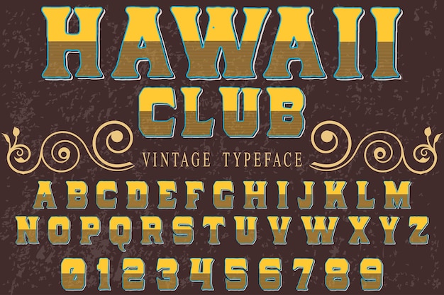 Tipografía alfabética estilo gráfico de hawaii club | Vector Premium