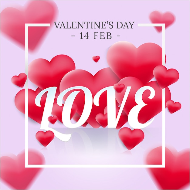 Vector Premium Tipografia De Amor Romantico Con Corazones 3d Sobre Fondo De Color Dulce