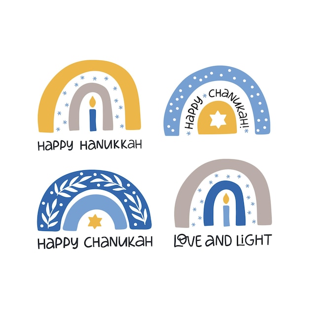 Tipografía De Celebración De Vector De Hanukkah. Colección Tradicional ...