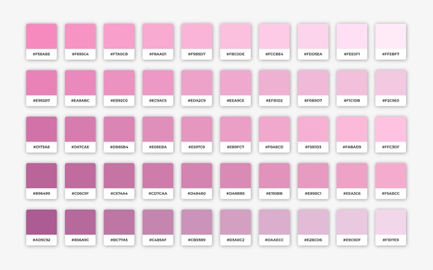 Tonos De Paleta De Color Rosa Con Hex Vector Premium