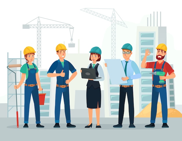 Trabajadores De Ingeniería Y Construcción Grupo De Ingenieros De Edificación Y Personal Técnico