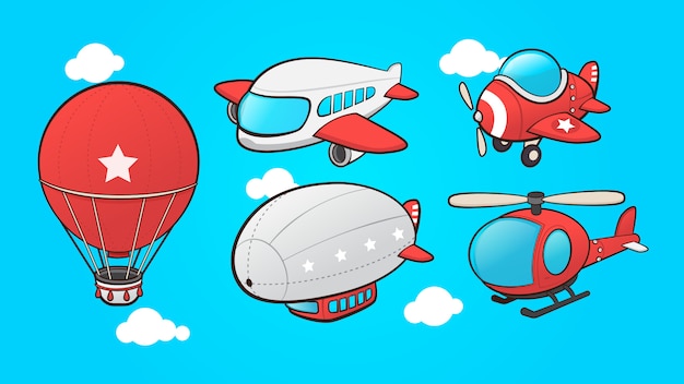 Transporte aéreo de dibujos animados | Vector Premium