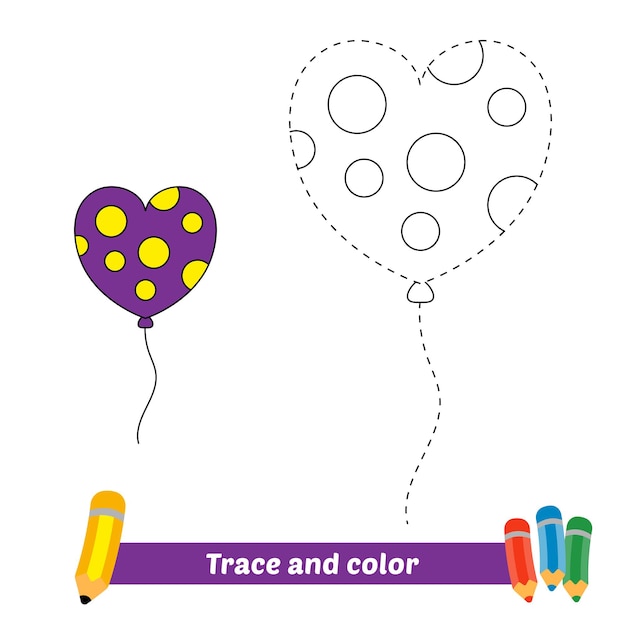 Traza Y Color Para Ni Os Vector De Globos Vector Premium