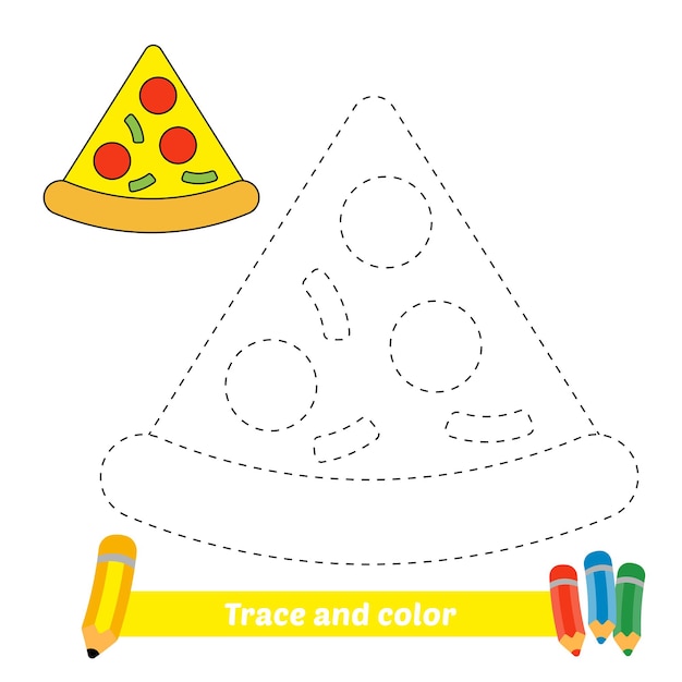 Traza Y Color Para Ni Os Vector De Pizza Vector Premium