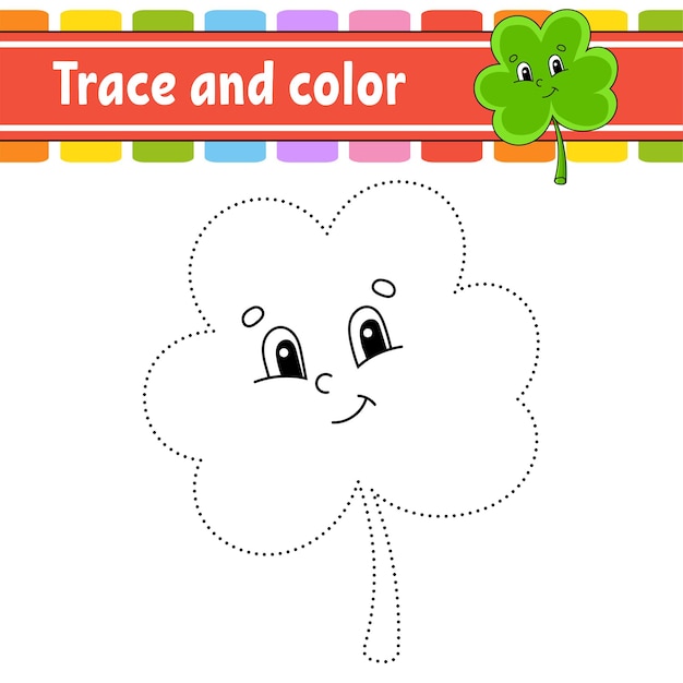 Trazo Y Color Pagina Para Colorear Para Ninos Dia De San Patricio Vector Premium