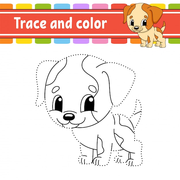 Trazo Y Color Perro Animal Pagina Para Colorear Para Ninos